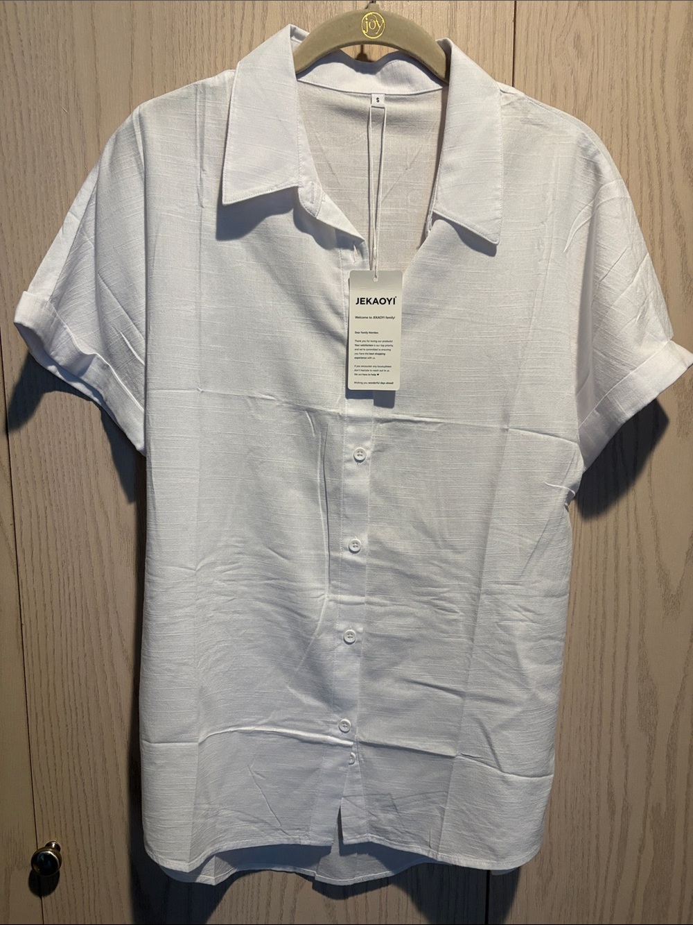 Women’s White Short-Sleeve Cotton Button-Up Shirt NWT